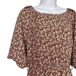 Lush Medium Dress NEW Floral Keyhole Back Puff Sleeve No Belt